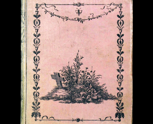 Eine Vorform des Verlagseinbandes aus Papier für: Hanchen und die Küchlein von August Gottlob Eberhard, Halle 1827 – Signatur: 19 ZZ 3011