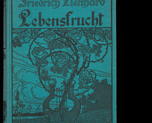 Einbandgestaltung des Schweizer Apothekers und Zeichner Hermann Hirzel (1864-1939): Lebensfrucht von Friedrich Lienhard, Stuttgart 1915 – Signatur: 33 ZZ 3289