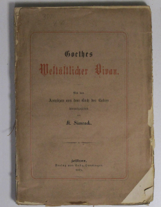 Broschureinband für Goethes „Westöstlichen Divan“ im Verlag Henninger in Heilbronn 1875 - Signatur : 19 ZZ 16474