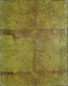 Ein Pappeinband mit Buntpapier. Die Schlagmetallränder sind erkennbar und fast vollständig korrodiert. 18. Jahrhundert – Signatur: Bibl. Diez qu. 486
