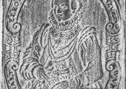 Bildnis der Fürstin Eleonora von Anhalt als Halbfigur in ovaler Rahmung. Platte